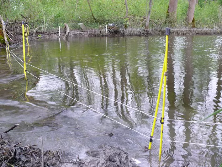 Shock wire in front of dam - G Schwab